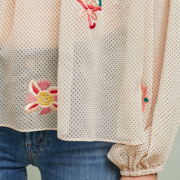 Anthropologie Embroidered Peasant Top - Picture 3 of 4